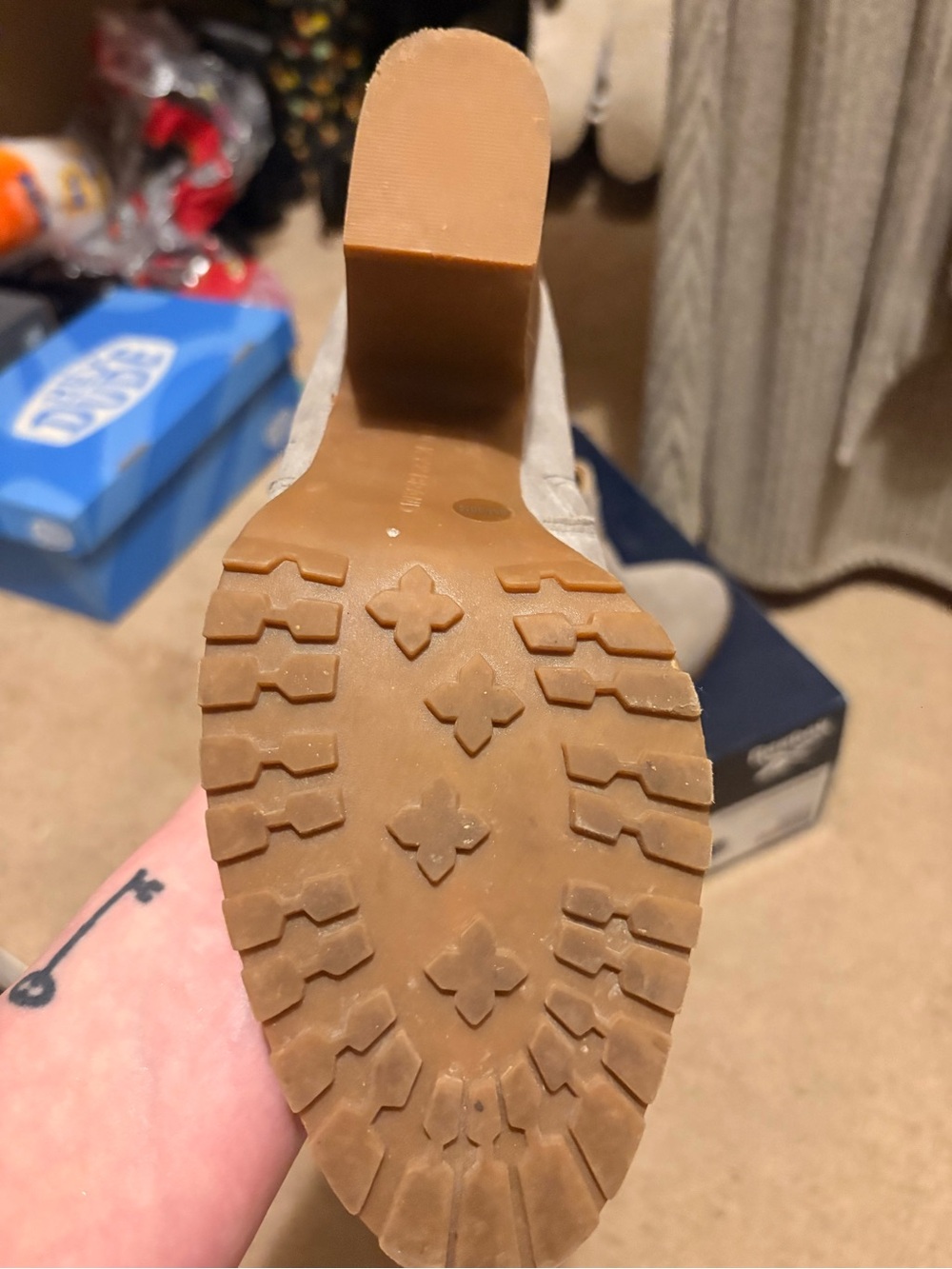 Lucky Brand Taupe Suede Block Heel Bootie - Picture 3 of 3